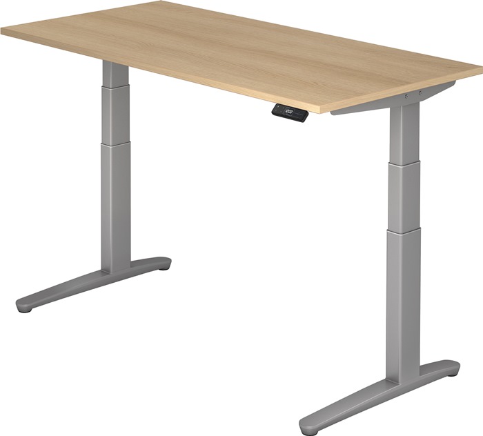 Schreibtisch A-ktiv H650-1300xB1600xT800mm Eichedekor ger.Form C-Fuß