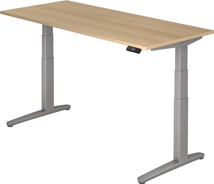 Schreibtisch A-ktiv H650-1300xB1800xT800mm Eichedekor ger.Form C-Fuß