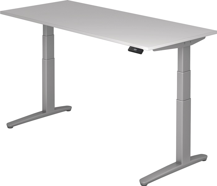 Schreibtisch A-ktiv H650-1300xB1800xT800mm lichtgrau ger.Form C-Fuß