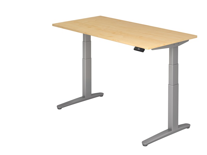 Schreibtisch A-ktiv H650-1300xB1600xT800mm Ahorndekor ger.Form C-Fuß