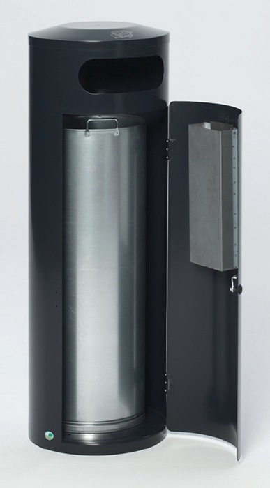 Abfallbehälter H1245xØ420mm 90l antik-silber m.integriertem Ascher