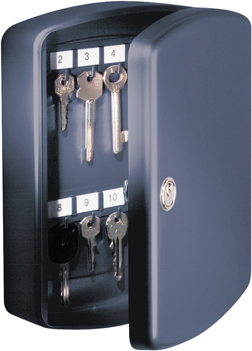 Schlüsselbox Key Box H202xB157xT75mm schwarz Stahlbl.Anz.Hak.15 BURG-WÄCHTER