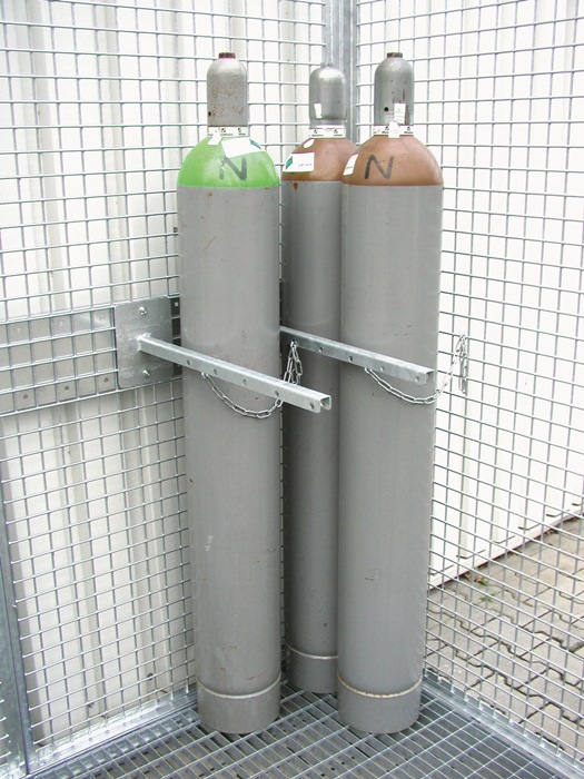 Haltevorrichtung f.Gasflaschen Flaschen-D.230mm verz.m.Kettensicherung,dop.BAUER