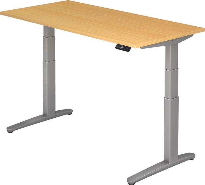 Schreibtisch A-ktiv H650-1300xB1600xT800mm Buchedekor ger.Form C-Fuß