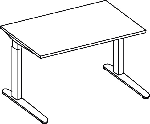 Schreibtisch A-ktiv H650-850xB1200xT800mm Nussbaumdekor ger.Form Kufe