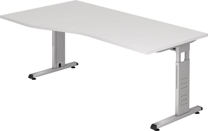 Schreibtisch Bela H650-850xB1800xT1000mm weiß Freiform R/L C-Fuß