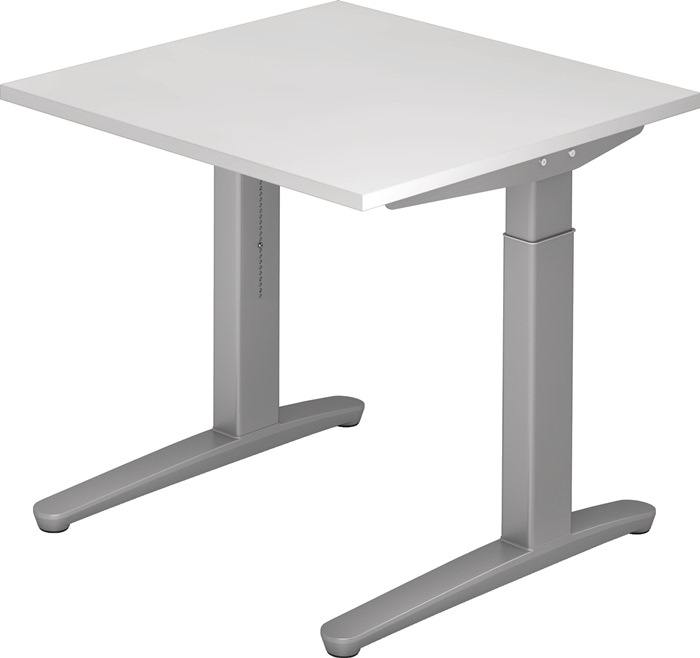 Schreibtisch A-ktiv H650-850xB800xT800mm weiß ger.Form Kufe