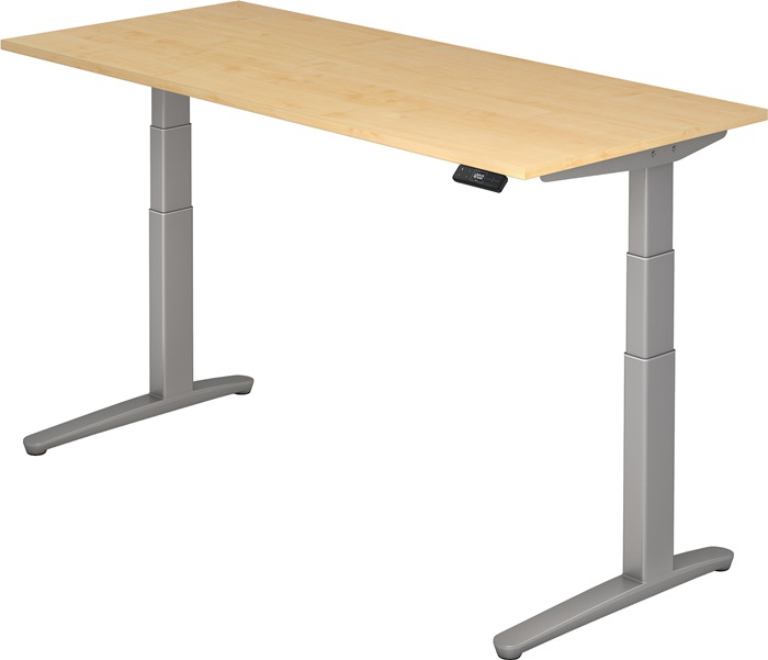 Schreibtisch A-ktiv H650-1300xB1800xT800mm Ahorndekor ger.Form C-Fuß